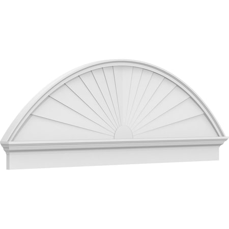 Ekena Millwork Segment Arch Sunburst Architectural Grade PVC Combination Pediment, 70"W x 24-3/8"H x 2-3/4"P PEDPC070X245SEG01